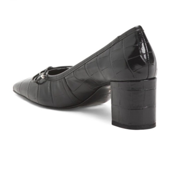 New SCHUTZ Arissa Leather Block Heel Pumps with bow Sz 6 B - Picture 2 of 14